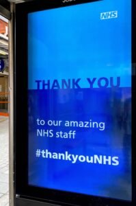 Advertising board saying thank you NHS